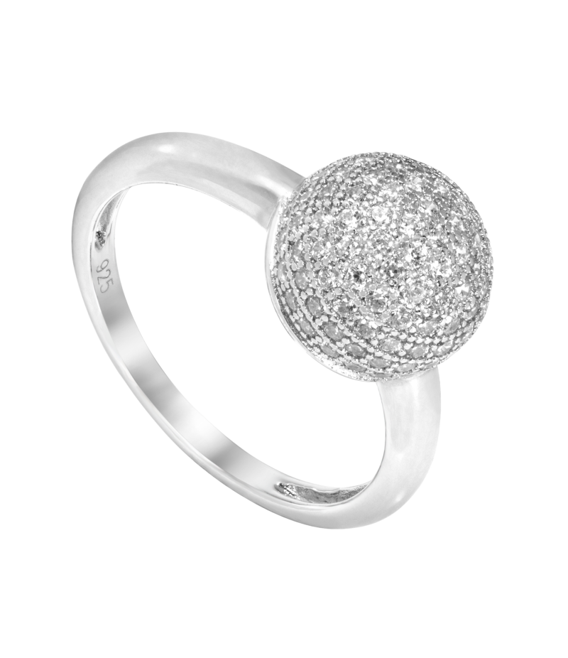 Orb with zirconia 925 sterling silver ring