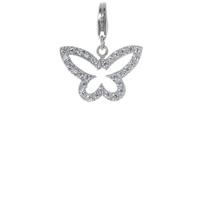 Alia for You 925 sterling silver butterfly charm with white zirconia