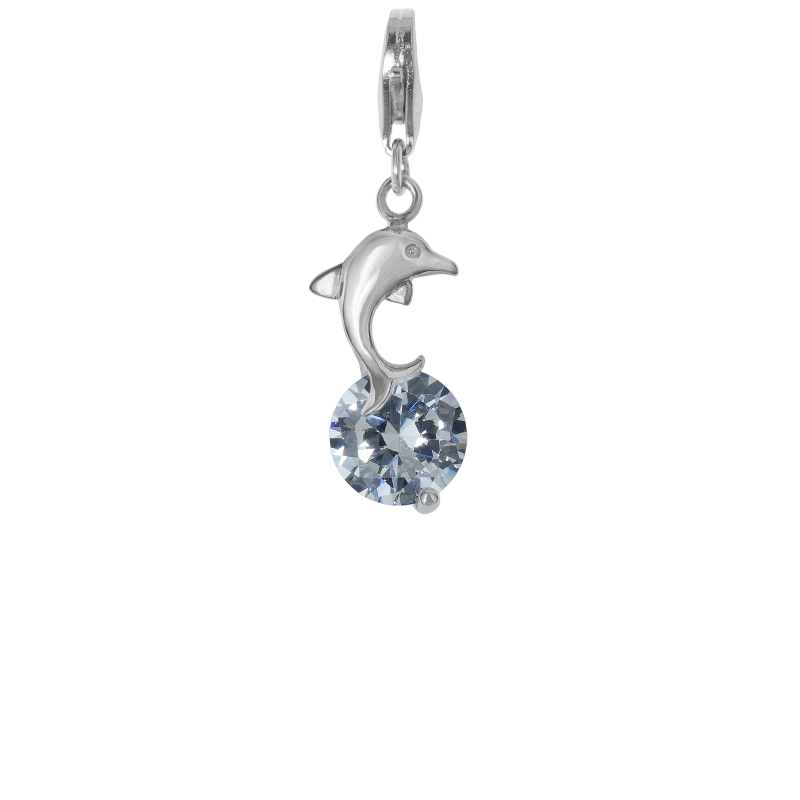 Alia for You 925 sterling silver dolphin charm with white zirconia