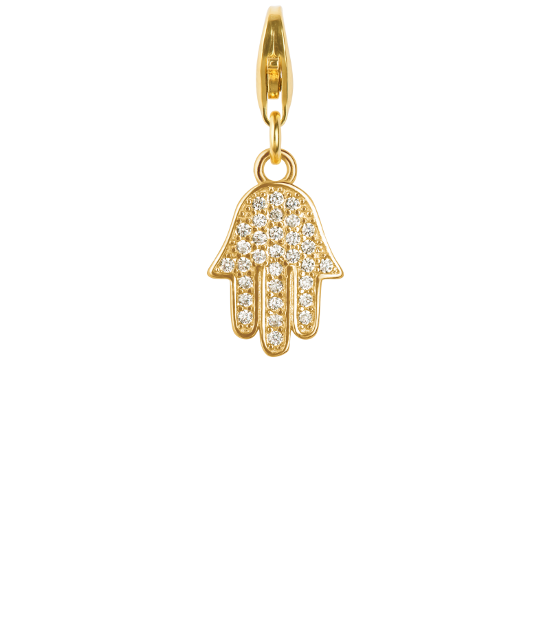 Alia for You 925 sterling silver Fatima hand charm pendant with white zirconia