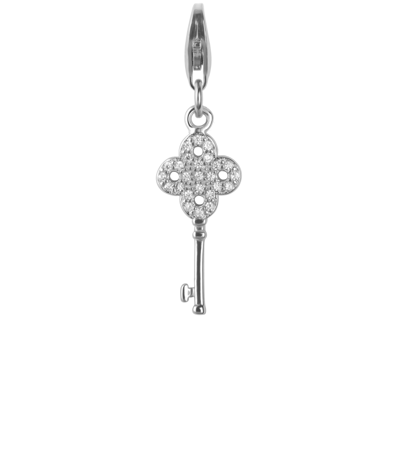 Alia for You 925 sterling silver kulcs charm pendant with white zirconia