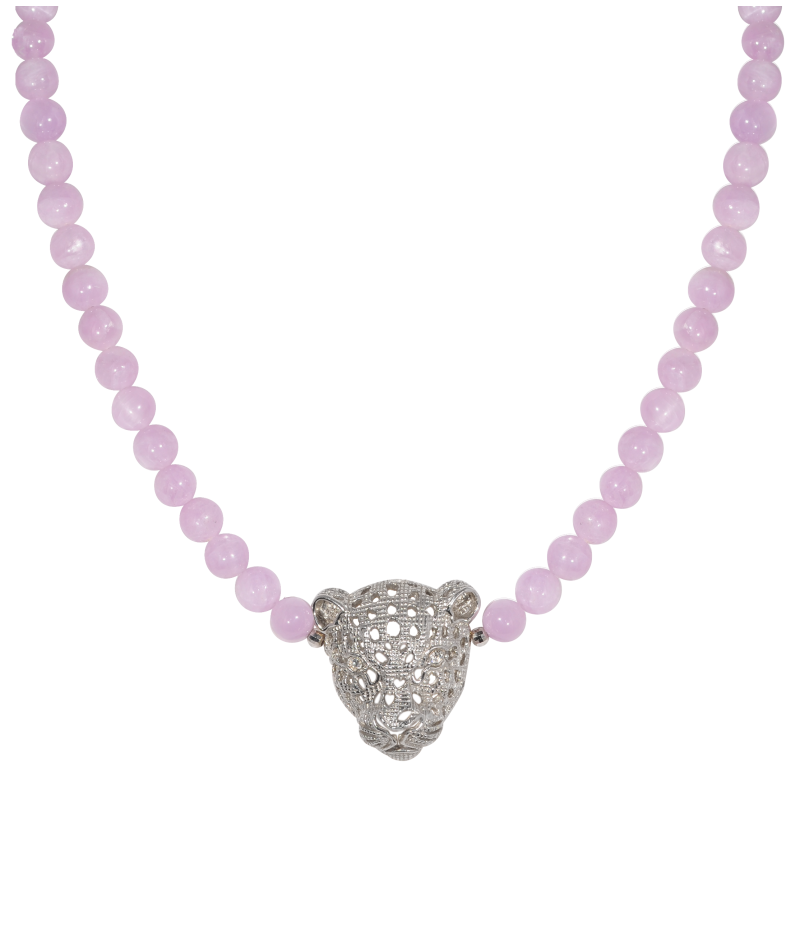 Alia for You kunzite necklace with 925 sterling silver panther