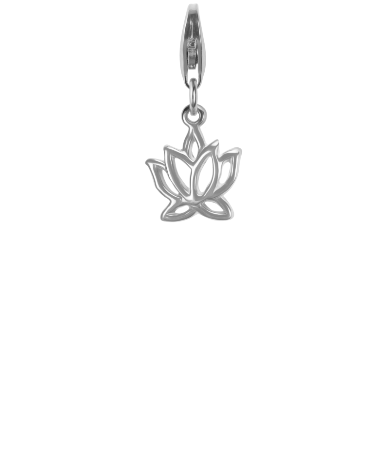 Alia for You 925 sterling silver, rhodium plated lotus flower charm pendant