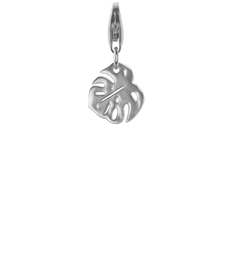 Alia for You 925 sterling silver, rhodium plated philodendron charm pendant