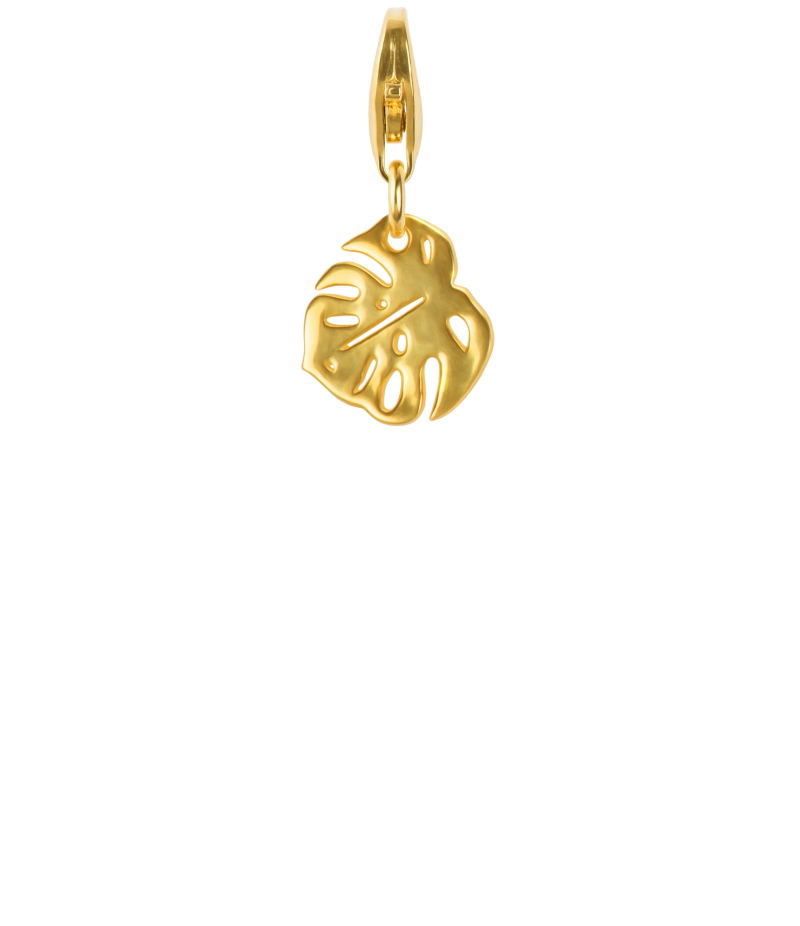 Alia for You 925 sterling silver, gold plated philodendron charm pendant