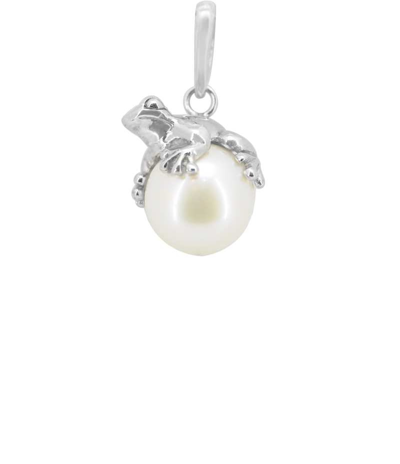 Frog 925 sterling silver pendant with freshwater pearl