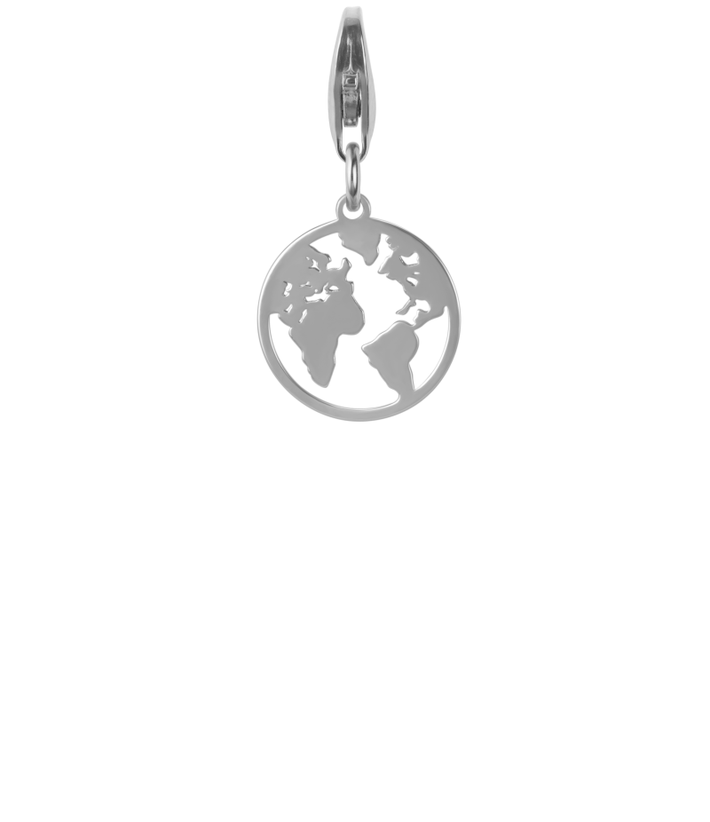 Alia for You 925 sterling silver, rhodium plated world charm pendant