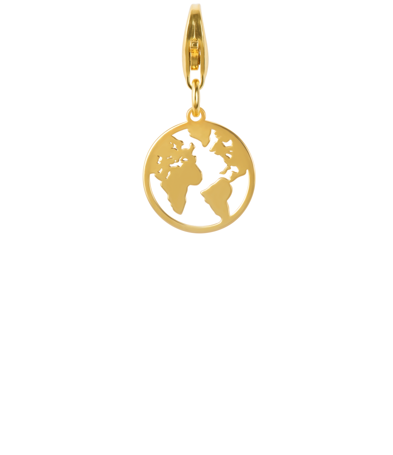 Alia for You 925 sterling silver, gold plated world charm pendant