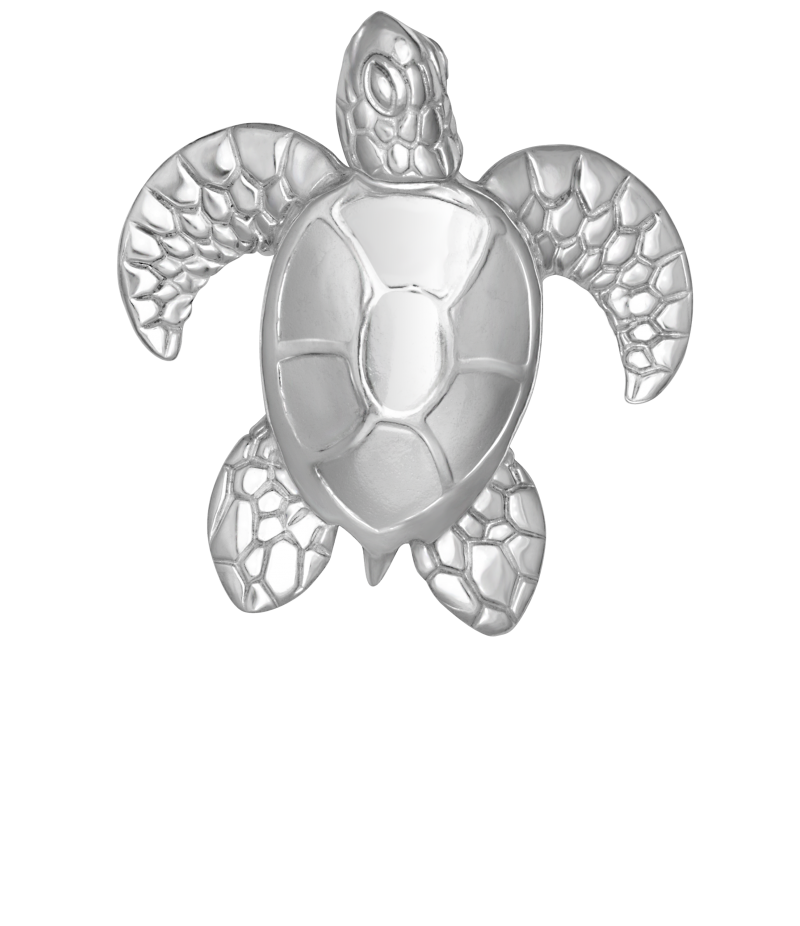 Rhodium plated 925 sterling silver turtle pendant