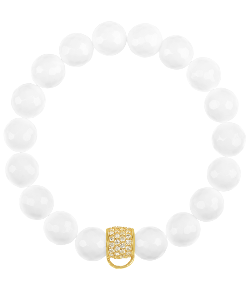 White agate 925 sterling silver charm bracelet