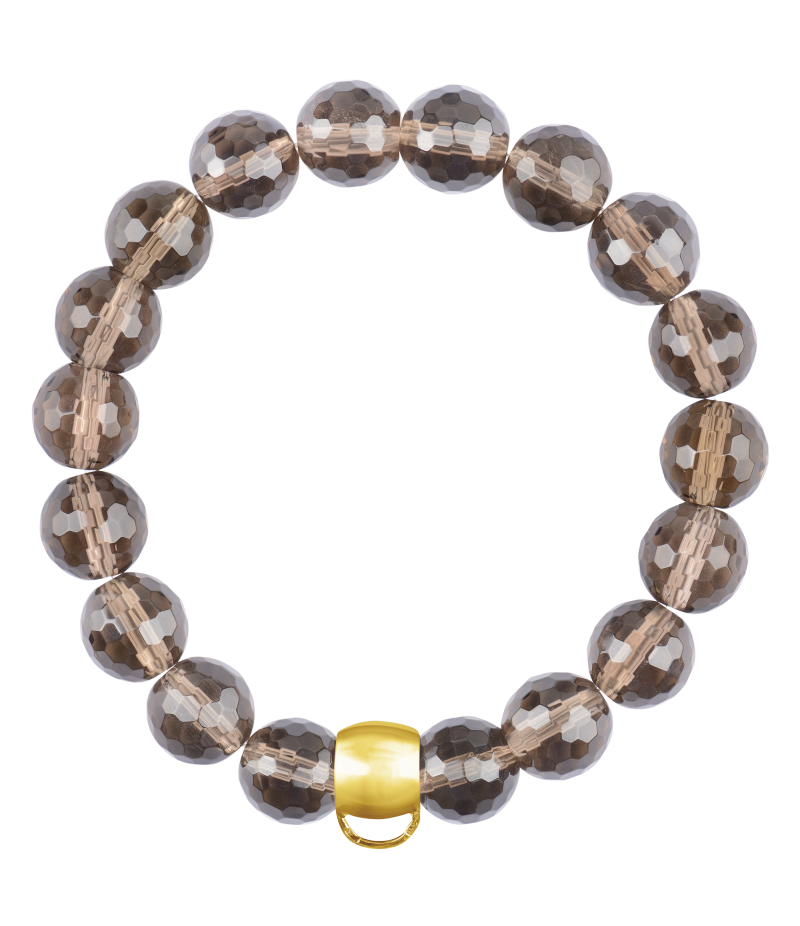 Smoky quartz 925 sterling silver charm bracelet