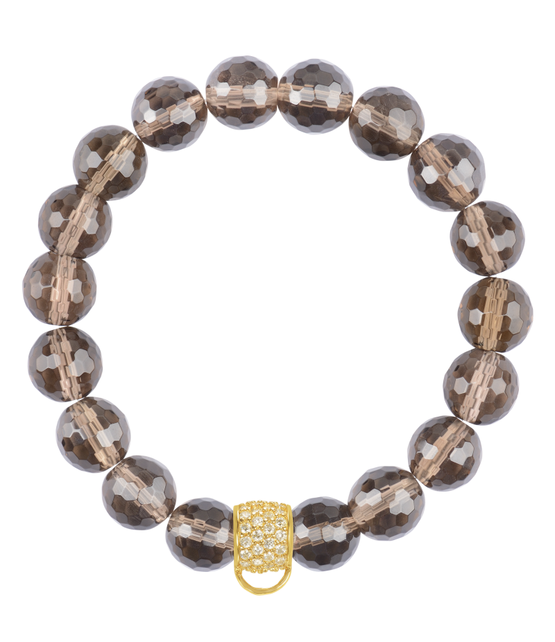 Smoky quartz 925 sterling silver charm bracelet