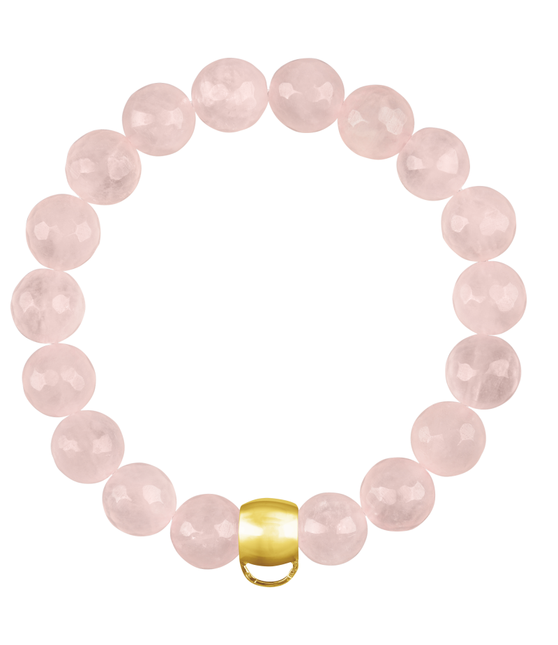 Rose quartz 925 sterling silver charm bracelet