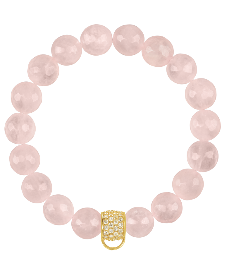 Rose quartz 925 sterling silver charm bracelet