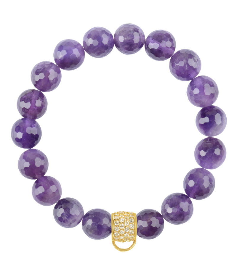 Amethyst 925 sterling silver charm bracelet