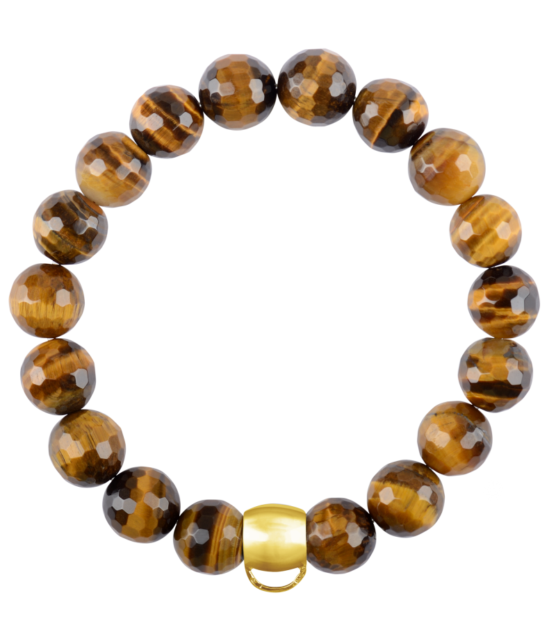 Tiger's eye 925 sterling silver charm bracelet