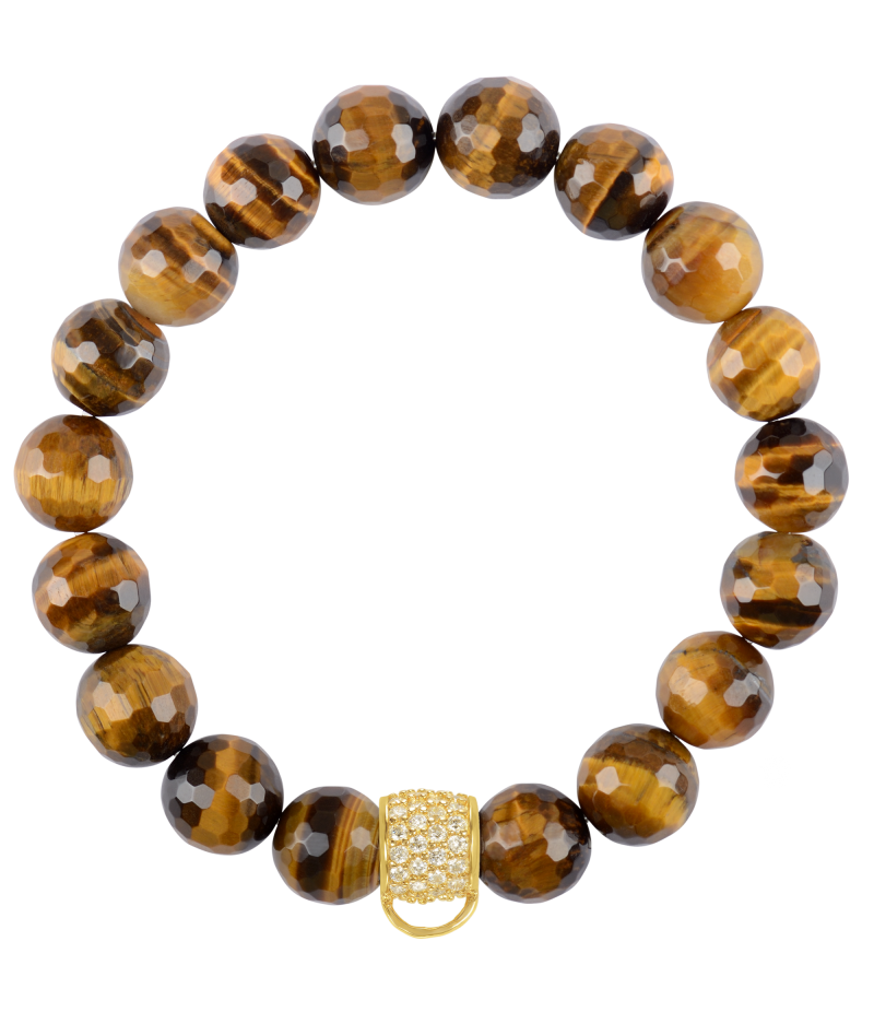 Tiger's eye 925 sterling silver charm bracelet