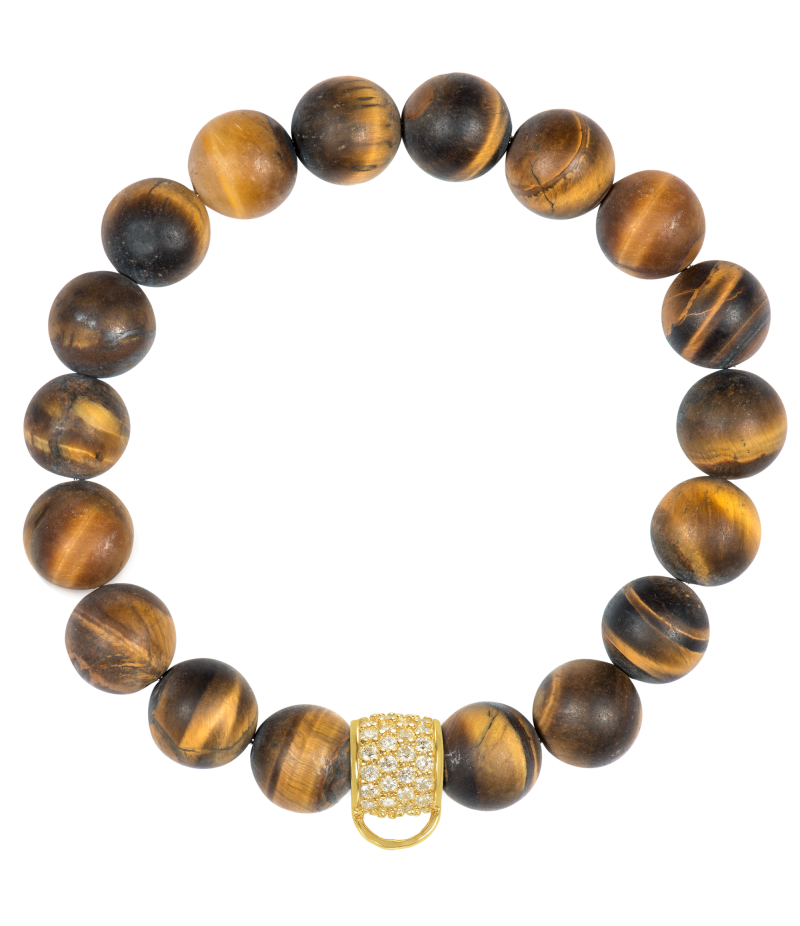 Tiger's eye 925 sterling silver charm bracelet