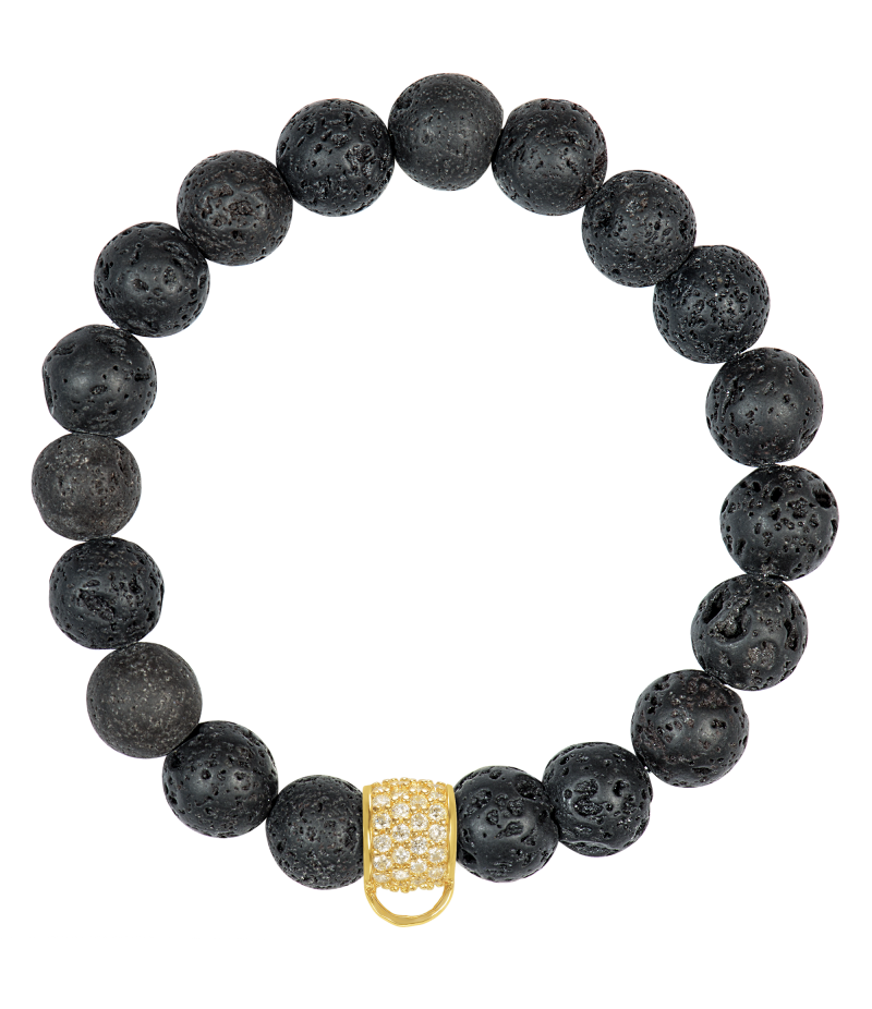 Lava stone 925 sterling silver charm bracelet