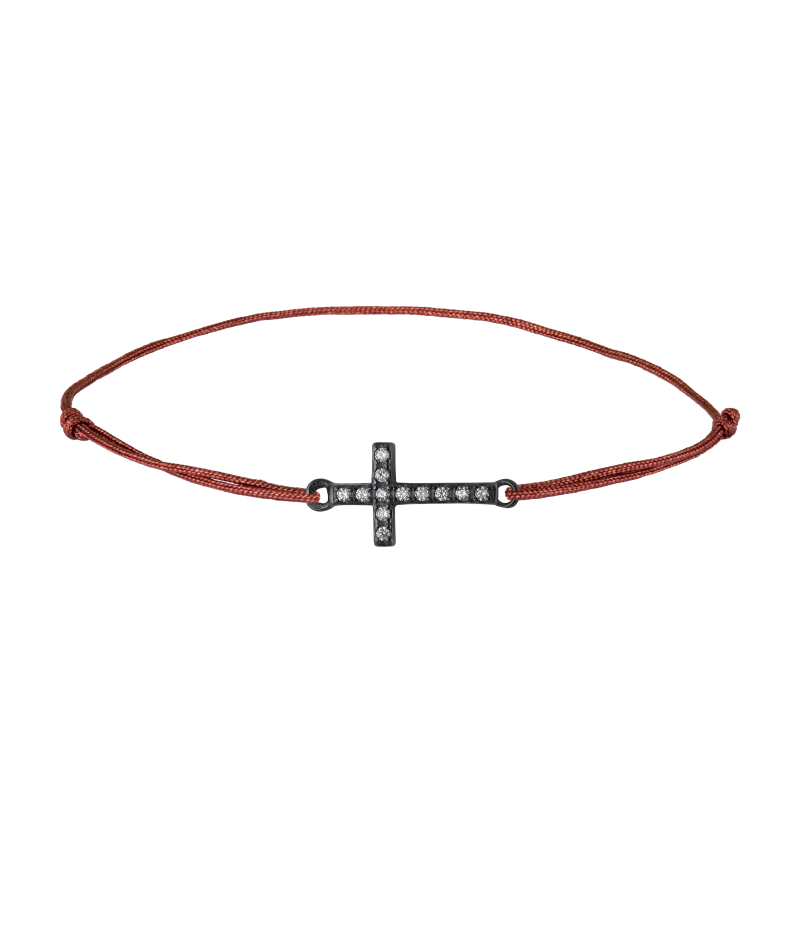 Cross 925 sterling silver textile luck bracelet Cross 925 sterling silver textile luck bracelet