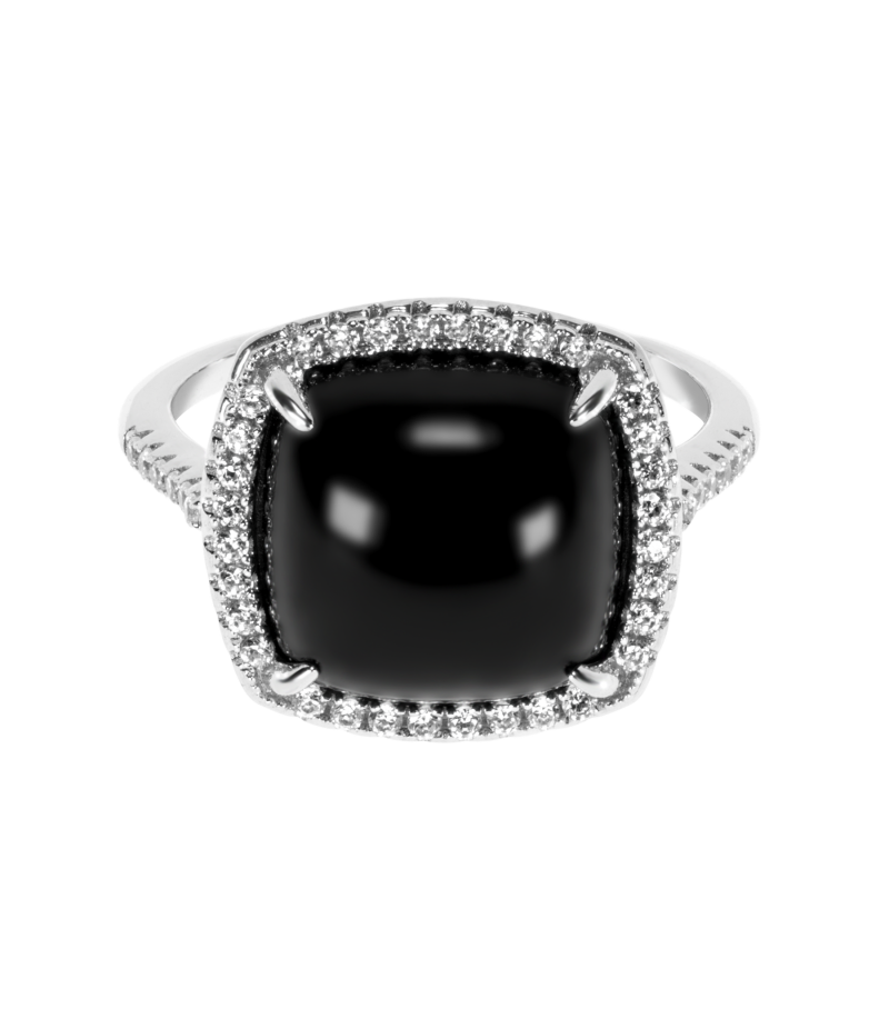 Black and white zirconia 925 sterling silver ring