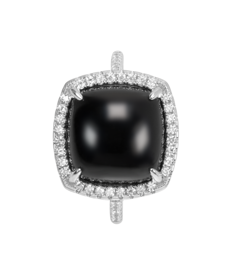 Black and white zirconia 925 sterling silver ring