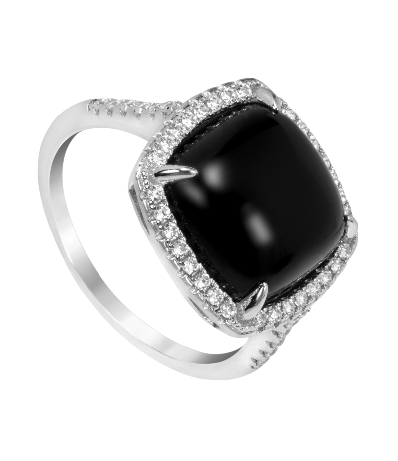 Black and white zirconia 925 sterling silver ring