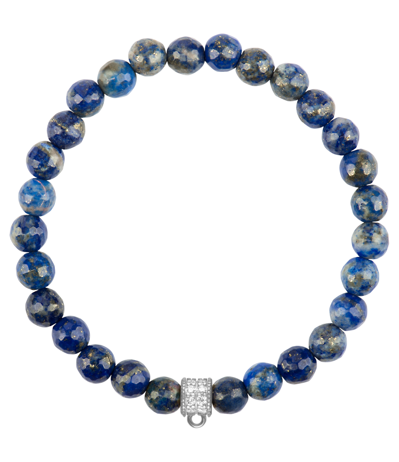 Lapis lazuli 925 sterling silver charm bracelet