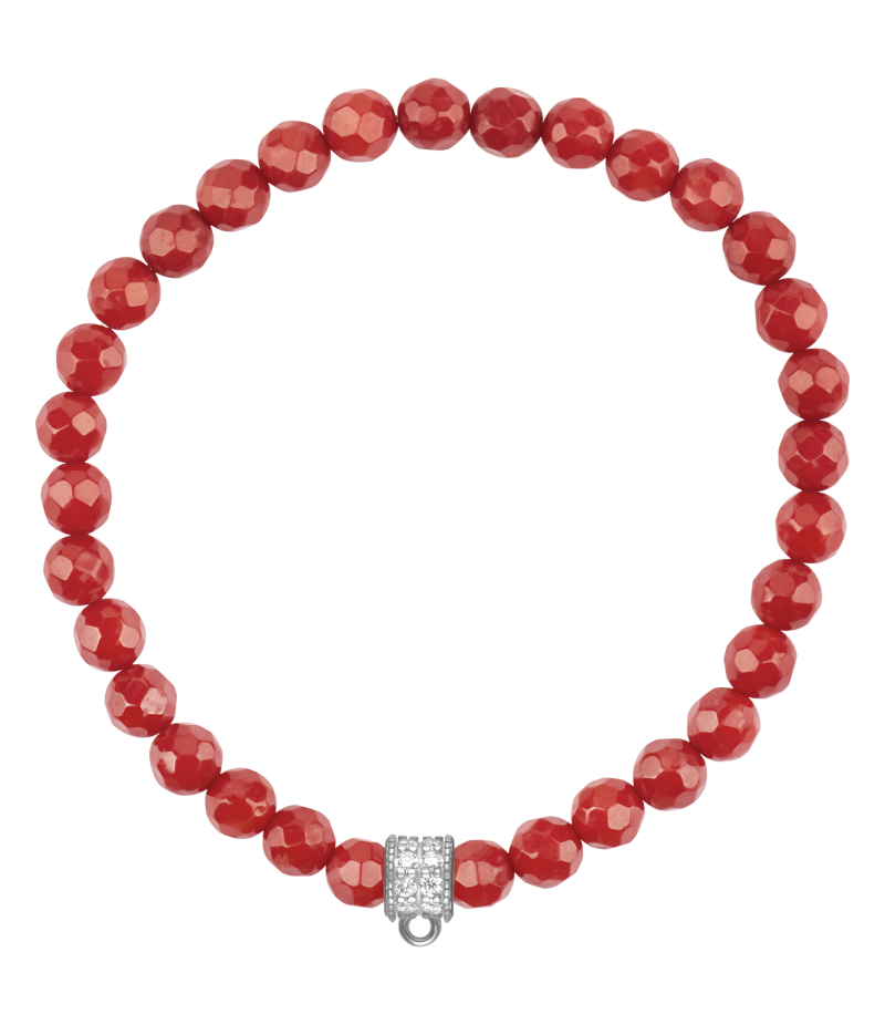 Coral 925 sterling silver charm bracelet