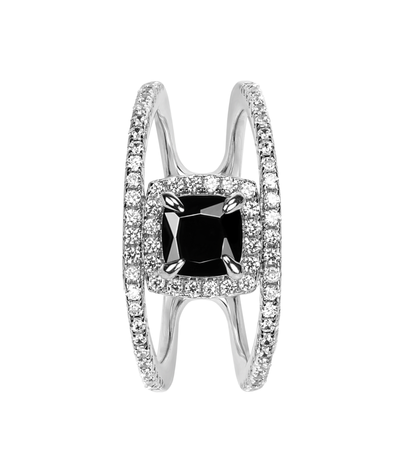 Black and white zirconia 925 sterling silver ring