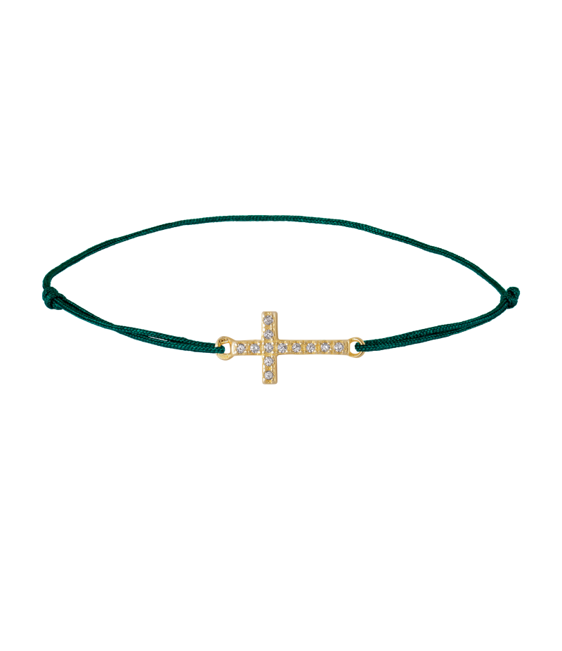 Cross 925 sterling silver textile luck bracelet Cross 925 sterling silver textile luck bracelet