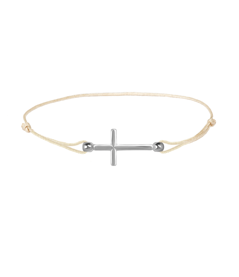 Cross 925 sterling silver textile luck bracelet