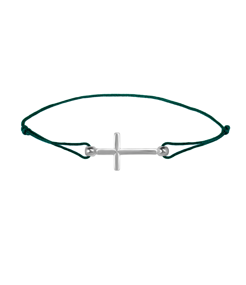 Cross 925 sterling silver textile luck bracelet