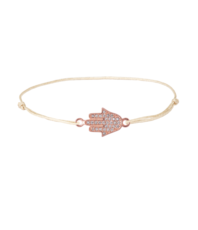 Fatima hand 925 sterling silver textile luck bracelet