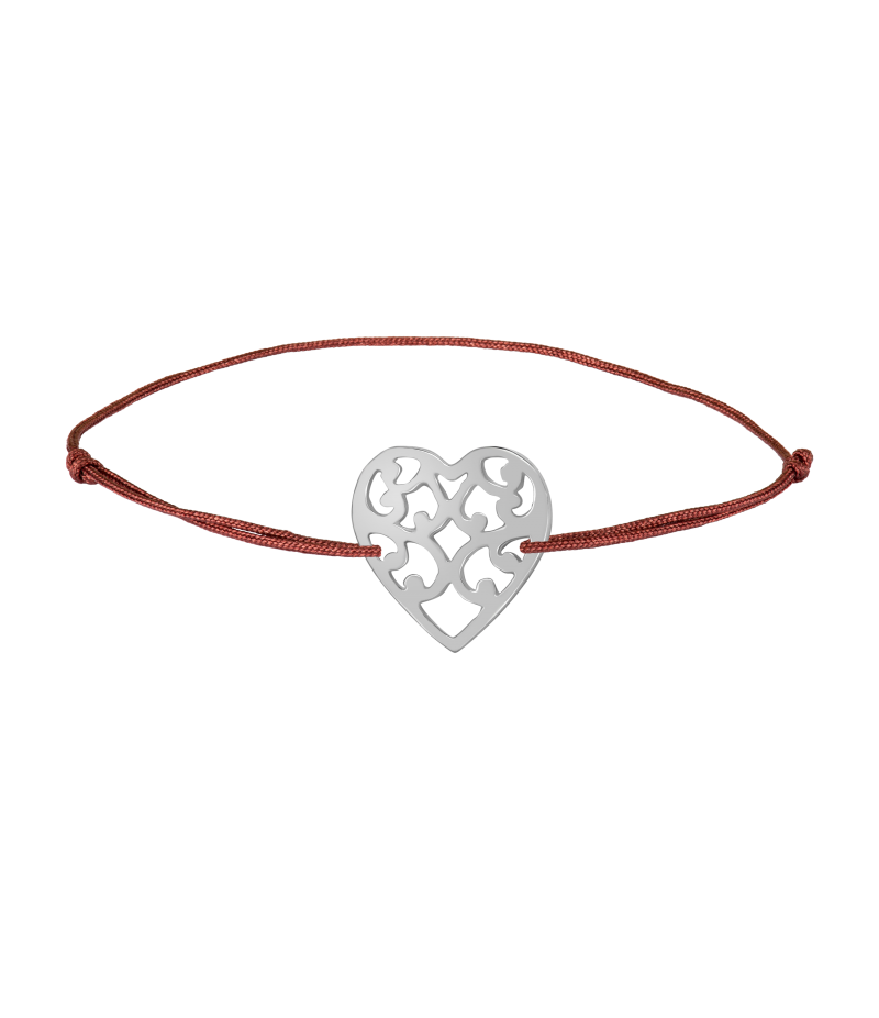 Heart 925 sterling silver textile luck bracelet