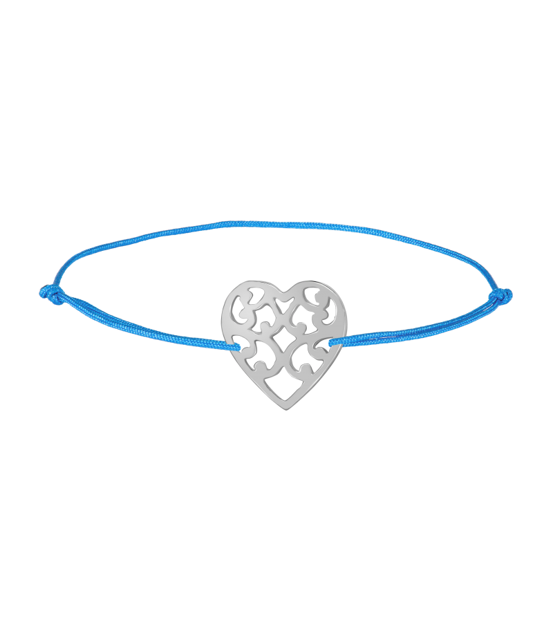 Heart 925 sterling silver textile luck bracelet