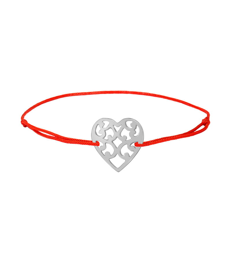 Heart 925 sterling silver textile luck bracelet