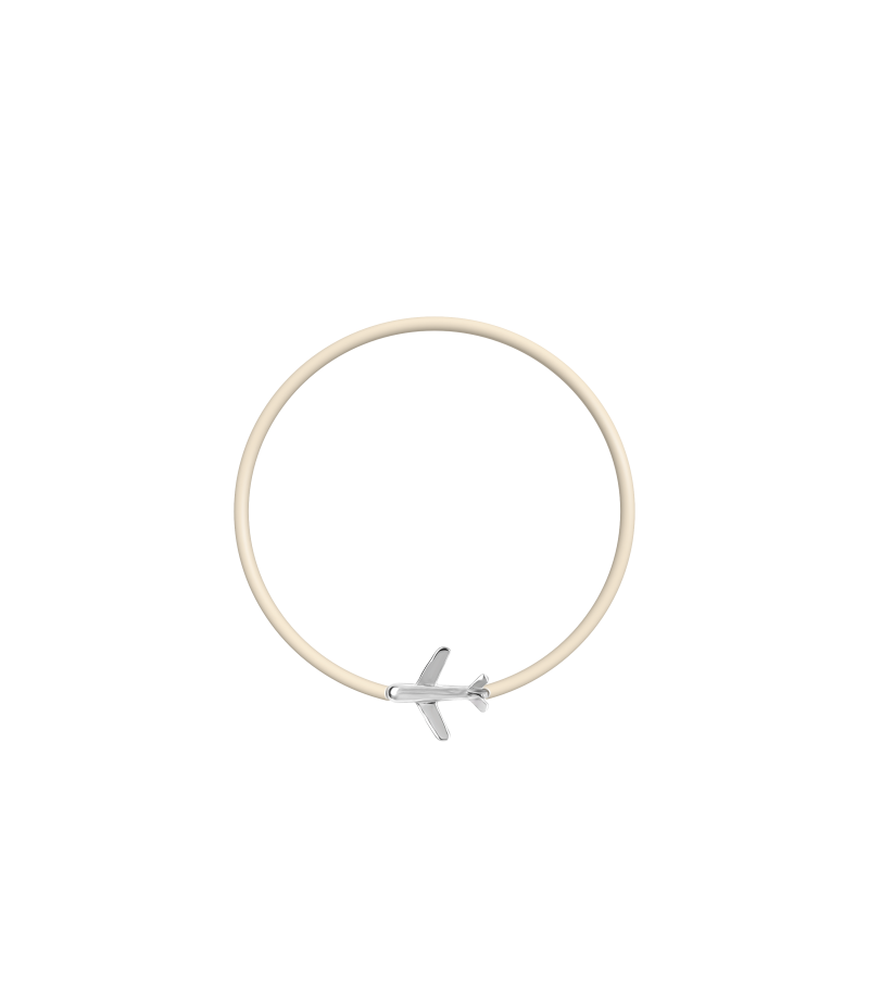 Airplane 925 sterling silver black  caoutchouc bracelet