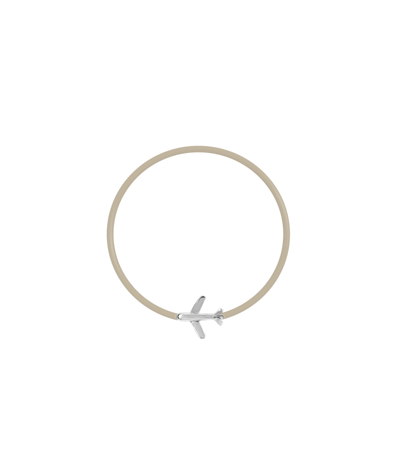 Airplane 925 sterling silver black  caoutchouc bracelet