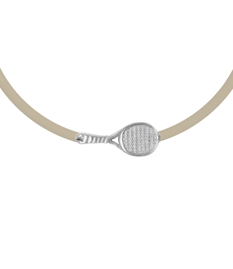 Tennis racket 925 sterling silver caoutchouc bracelet