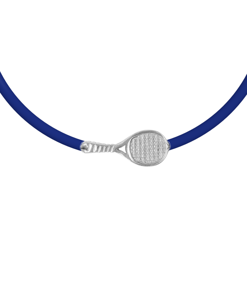 Tennis racket 925 sterling silver caoutchouc bracelet