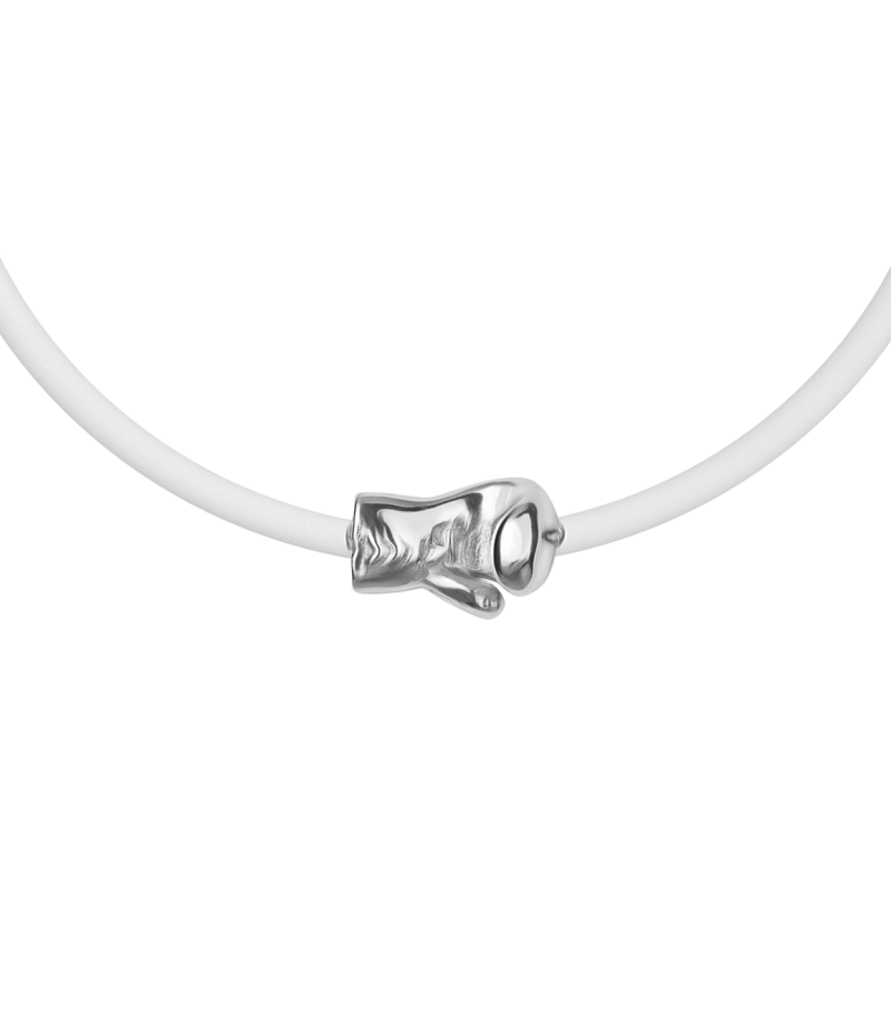 Boxing glove 925 sterling silver black caoutchouc bracelet