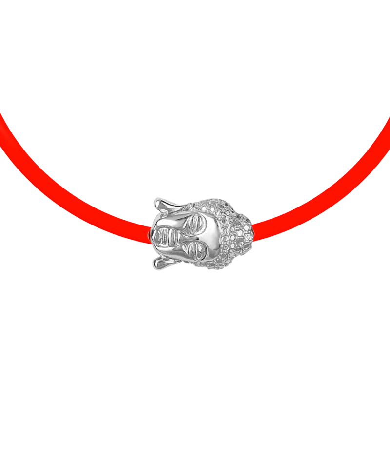 Buddha 925-ös sterling ezüst fekete kaucsuk karkötő