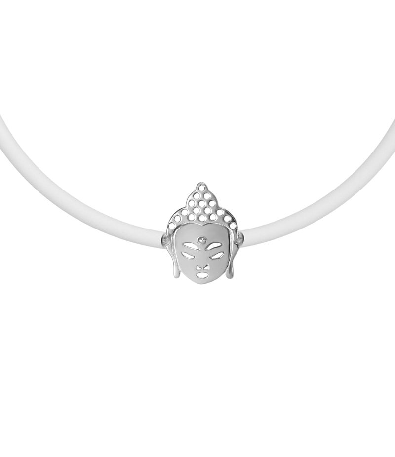 Buddha 925 sterling silver black caoutchouc bracelet