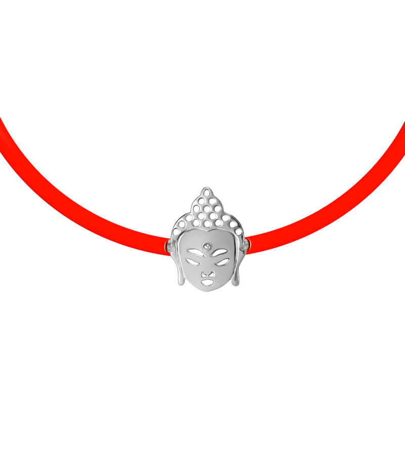 Buddha 925-ös sterling ezüst fekete kaucsuk karkötő