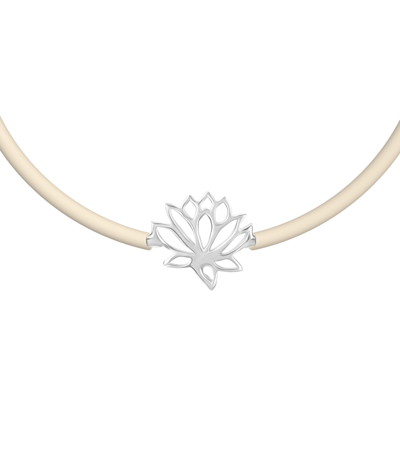 Lotus 925 sterling silver black caoutchouc bracelet