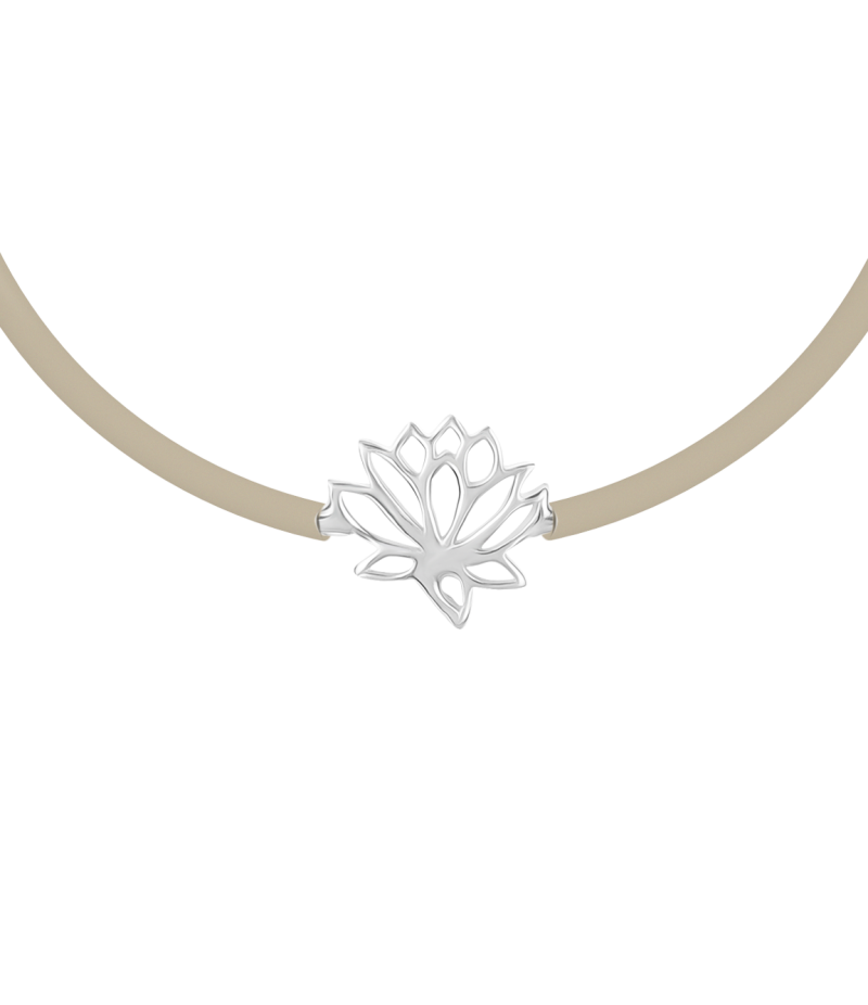 Lotus 925 sterling silver black caoutchouc bracelet