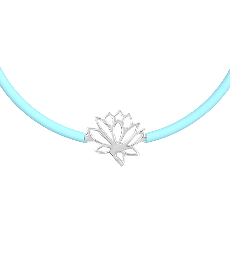 Lotus 925 sterling silver black caoutchouc bracelet