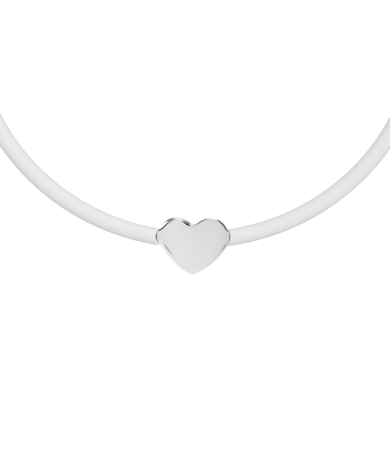 Heart 925 sterling silver black caoutchouc bracelet