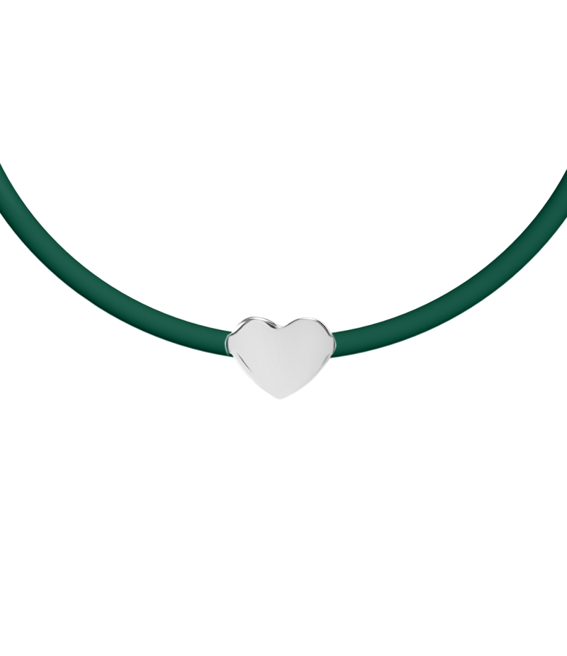 Heart 925 sterling silver black caoutchouc bracelet